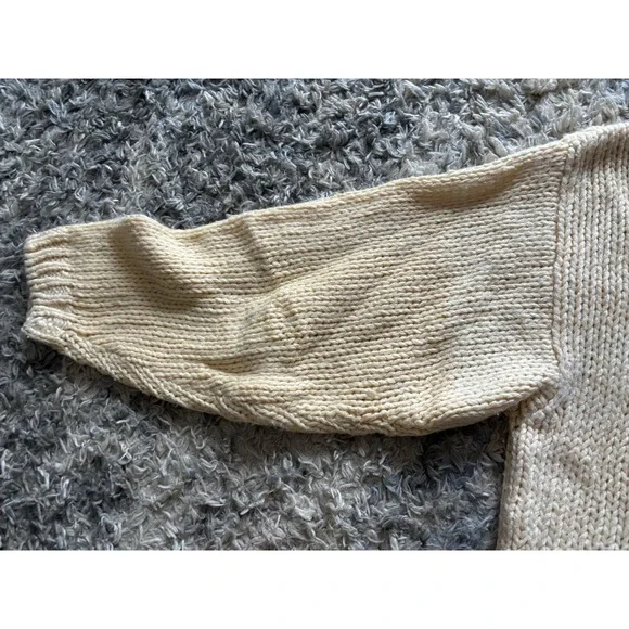Vtg Rafferty Chunky Knit Cream Sweater Sz L Floral Grandpacore - Picture 7 of 7